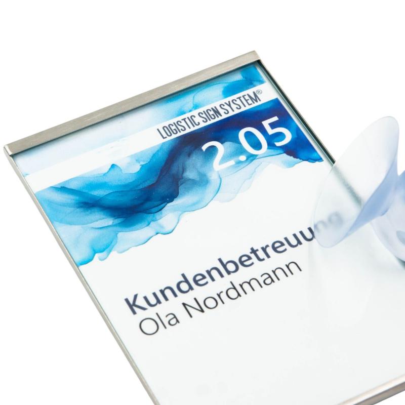 Tuerschild Vitrum G aus Glas und Edelstahl 150 105 mm